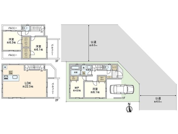 川口市並木4丁目 1号棟 間取図(平面図) 川口市並木4丁目 1号棟 間取図(平面図)