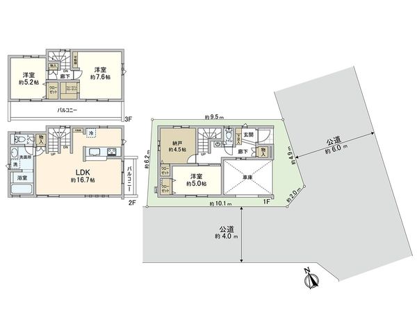 戸田市喜沢2丁目 1号棟 間取図(平面図) 戸田市喜沢2丁目 1号棟 間取図(平面図)