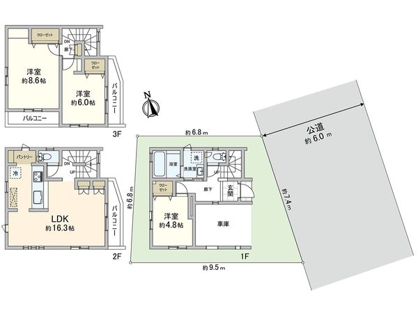 戸田市喜沢2丁目 2号棟 間取図(平面図) 戸田市喜沢2丁目 2号棟 間取図(平面図)