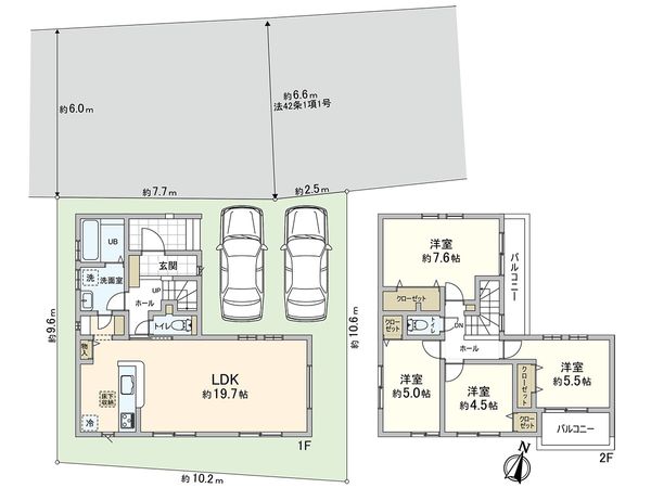 川口市長蔵2丁目 1号棟 間取図(平面図)