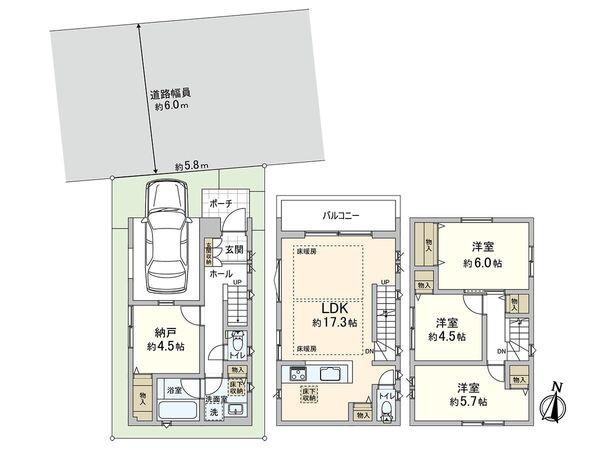 川口市西青木2丁目 3号棟 間取図(平面図) 川口市西青木2丁目 3号棟 間取図(平面図)