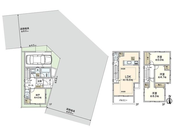 川口市西青木2丁目 4号棟 間取図(平面図) 川口市西青木2丁目 4号棟 間取図(平面図)