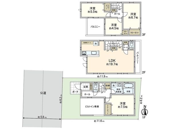 戸田市喜沢2丁目 1号棟 間取図(平面図)