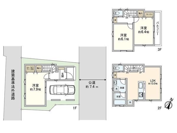 川口市青木1丁目 1号棟 間取図(平面図)