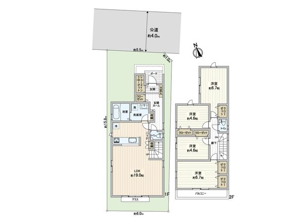 川口市飯塚4丁目 B号棟 間取図(平面図) 川口市飯塚4丁目 B号棟 間取図(平面図)
