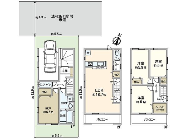 川口市鳩ヶ谷本町2丁目 3号棟 間取図(平面図) 川口市鳩ヶ谷本町2丁目 3号棟 間取図(平面図)
