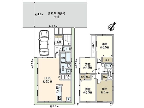 川口市鳩ヶ谷本町2丁目 1号棟 間取図(平面図) 川口市鳩ヶ谷本町2丁目 1号棟 間取図(平面図)