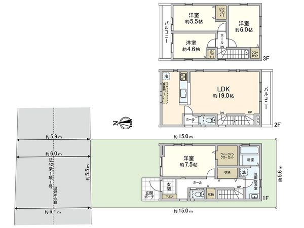 川口市元郷3丁目 1号棟 間取図(平面図) 川口市元郷3丁目 1号棟 間取図(平面図)