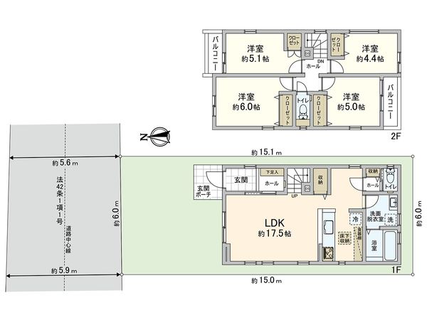 川口市元郷3丁目 2号棟 間取図(平面図) 川口市元郷3丁目 2号棟 間取図(平面図)