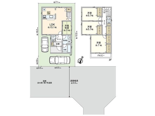 川口市戸塚東3丁目 1号棟 間取図(平面図)