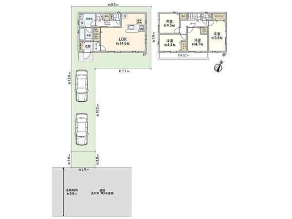 川口市戸塚東3丁目 2号棟 間取図(平面図)