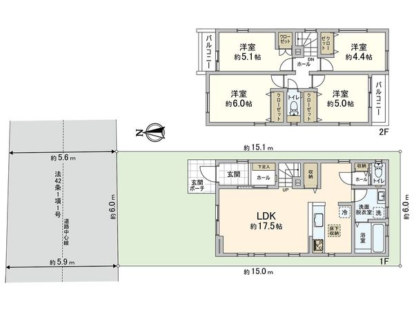 川口市元郷3丁目 2号棟 間取図(平面図) 川口市元郷3丁目 2号棟 間取図(平面図)
