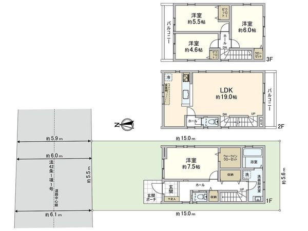 川口市元郷3丁目 1号棟 間取図(平面図) 川口市元郷3丁目 1号棟 間取図(平面図)