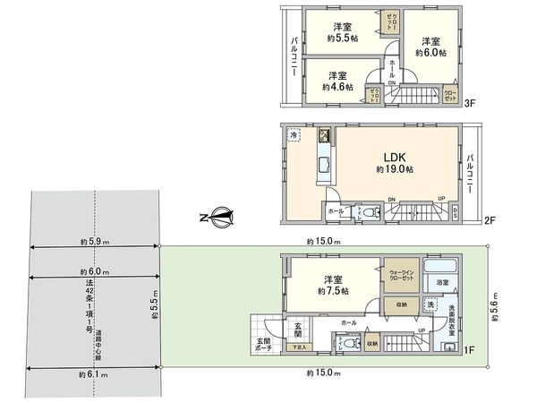 川口市元郷3丁目 1号棟 間取図(平面図) 川口市元郷3丁目 1号棟 間取図(平面図)