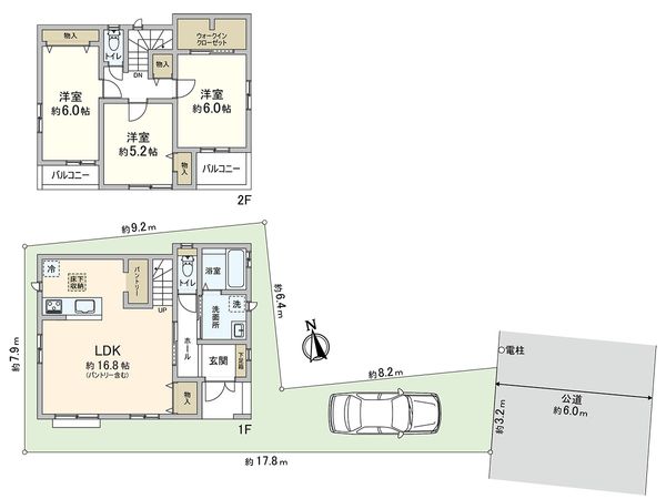 川口市鳩ヶ谷緑町2丁目 A号棟 間取図(平面図) 川口市鳩ヶ谷緑町2丁目 A号棟 間取図(平面図)