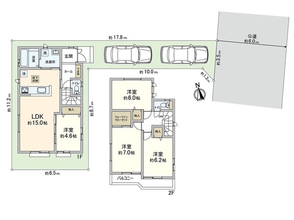 川口市鳩ヶ谷緑町2丁目 B号棟 間取図(平面図) 川口市鳩ヶ谷緑町2丁目 B号棟 間取図(平面図)