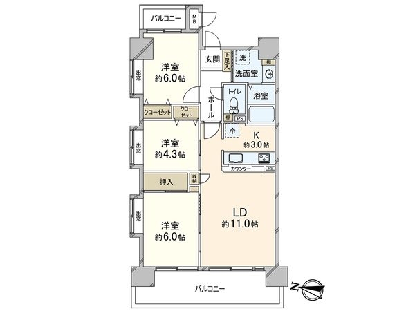 セザール川口西青木 間取図(平面図) セザール川口西青木 間取図(平面図)