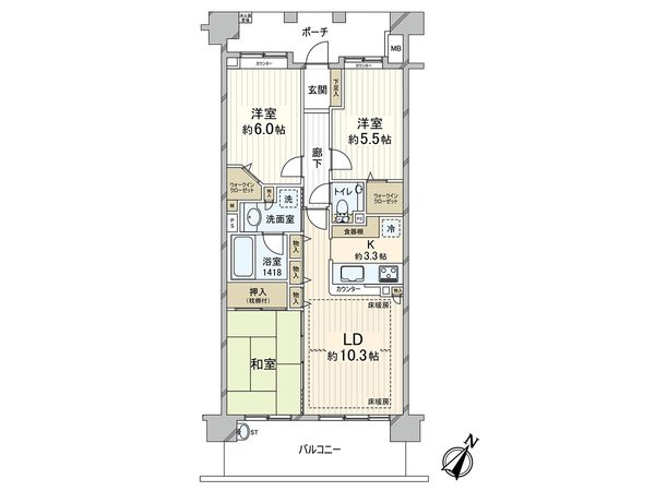 コスモハイセレサ川口本町 間取図(平面図) コスモハイセレサ川口本町 間取図(平面図)