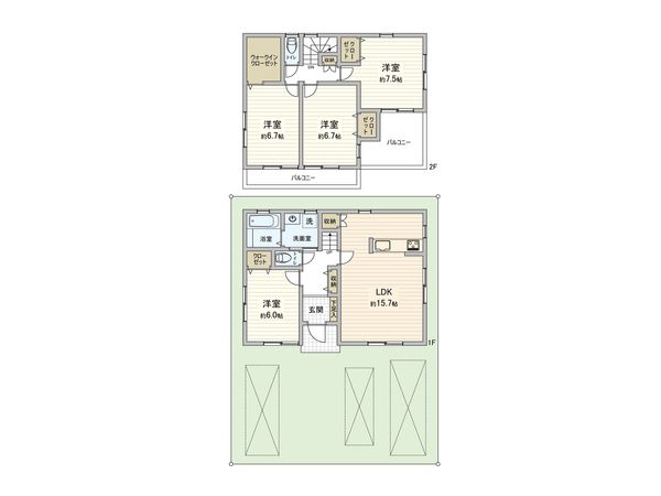 桶川市末広2丁目 建物プラン例 (間取り図) 桶川市末広2丁目 建物プラン例 (間取り図)