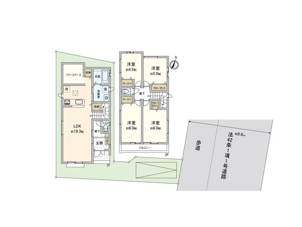 戸田市美女木1丁目 1号棟 間取図(平面図) 戸田市美女木1丁目 1号棟 間取図(平面図)