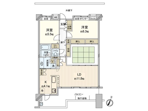 ヒューマンスクエア武蔵浦和ビネフル 間取図(平面図)