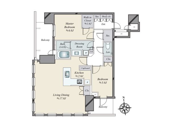 パークシティ中央湊 ザタワー 間取図(平面図)