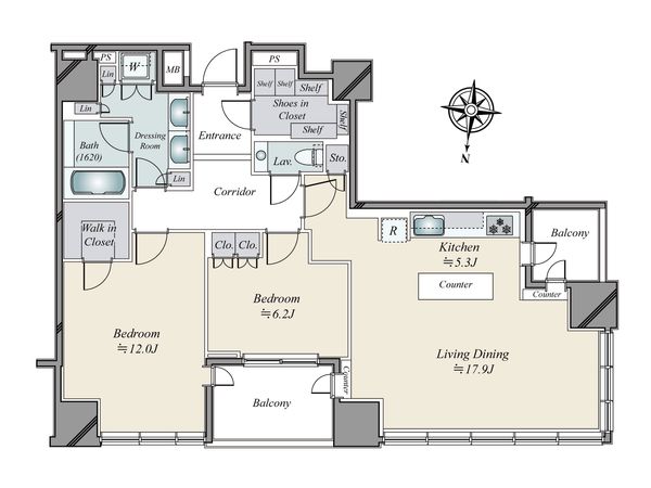 ザ・パークハウス白金二丁目タワー 間取図(平面図)