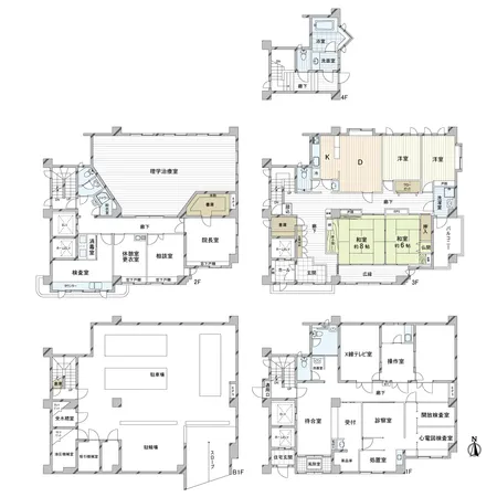 1.2階は医院、3.4階は居住用です。