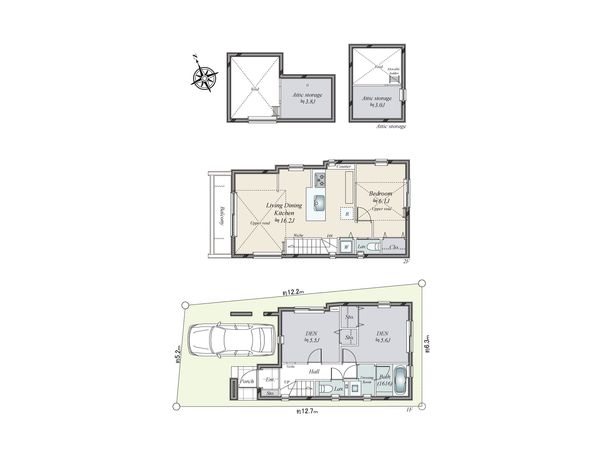世田谷区代田2丁目 新築戸建 A号棟 間取図(平面図) 世田谷区代田2丁目 新築戸建 A号棟 間取図(平面図)