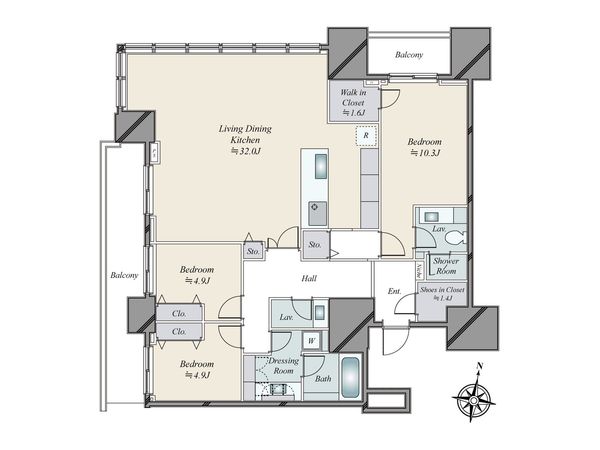 赤坂タワーレジデンストップオブザヒル 間取図(平面図)