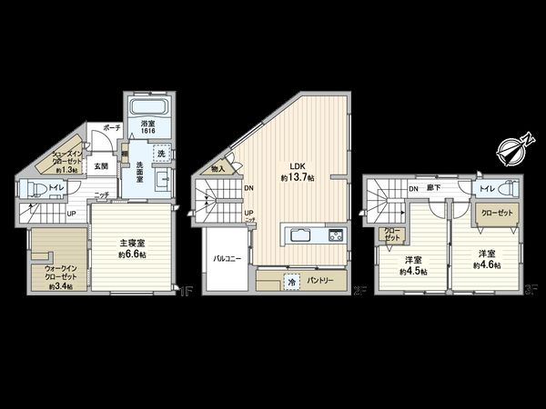 旭区新森7丁目 戸建 間取図(平面図) 間取図(平面図)