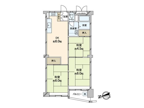 旭コーポB棟 間取図(平面図)