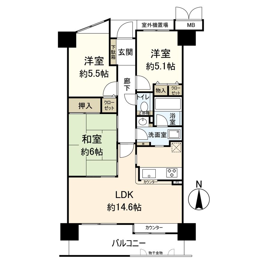 モンセーヌ守口 間取図(平面図) 間取図(平面図)