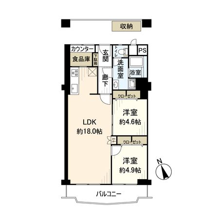 クローバーハイツ森小路 2号棟 間取図(平面図)
