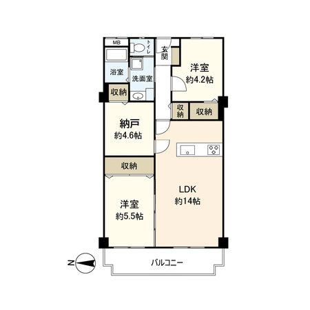 クローバーハイツ森小路1号棟 間取図(平面図)
