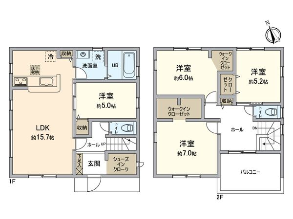 小牧市藤島町中島 2号棟 間取図(平面図) 小牧市藤島町中島 2号棟 間取図(平面図)