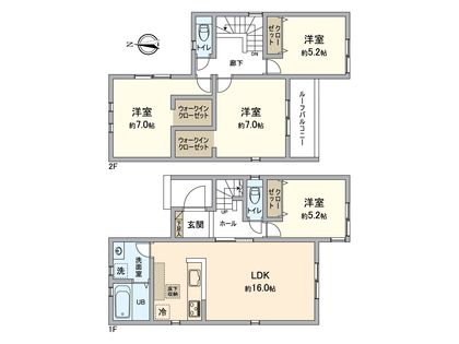 春日井市気噴町5丁目 1号棟 間取図(平面図)