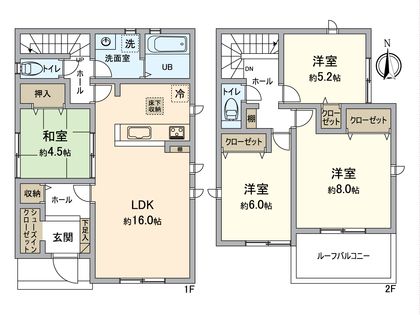春日井市坂下町2丁目 4号棟 間取図(平面図)