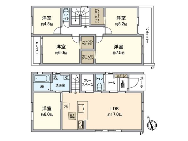 小牧市東1丁目 3号棟 間取図(平面図) 小牧市東1丁目 3号棟 間取図(平面図)