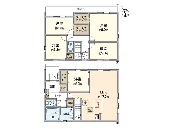 小牧市東1丁目 1号棟 間取図(平面図) 小牧市東1丁目 1号棟 間取図(平面図)