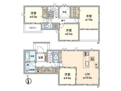 春日井市東神明町2丁目 1号棟 間取図(平面図)