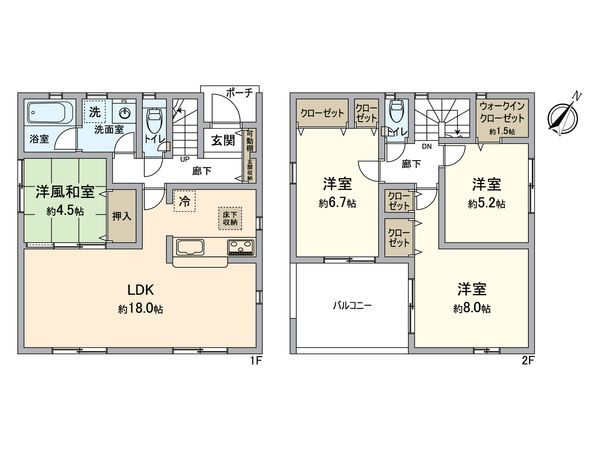 小牧市大字池之内 1号棟 間取図(平面図) 小牧市大字池之内 1号棟 間取図(平面図)