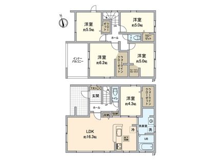 小牧市大字久保一色 1号棟 間取図(平面図)