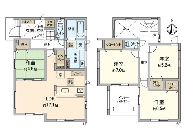 春日井市美濃町2丁目 1号棟 間取図(平面図) 春日井市美濃町2丁目 1号棟 間取図(平面図)