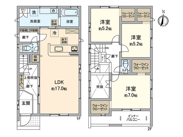 春日井市美濃町2丁目 2号棟 間取図(平面図) 春日井市美濃町2丁目 2号棟 間取図(平面図)