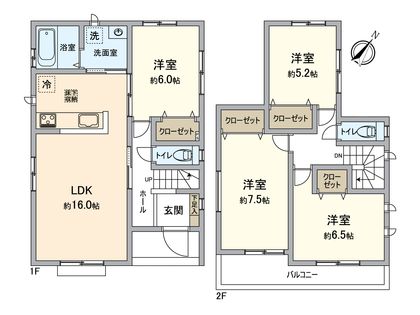 春日井市高森台4丁目 B号棟 間取図(平面図) 春日井市高森台4丁目 B号棟 間取図(平面図)