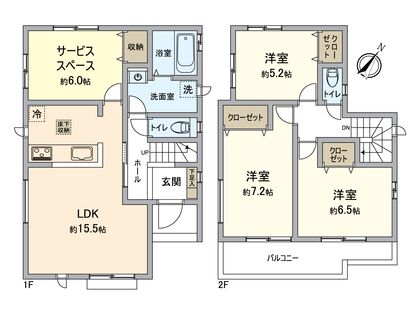 春日井市高森台4丁目 A号棟 間取図(平面図) 春日井市高森台4丁目 A号棟 間取図(平面図)