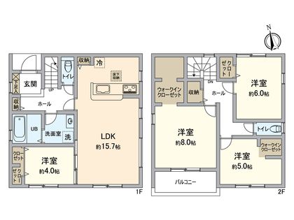 小牧市小木3丁目 2号棟 間取図(平面図)