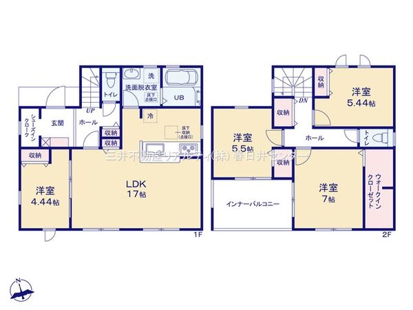 小牧市小木3丁目 3号棟 間取図(平面図) 小牧市小木3丁目 3号棟 間取図(平面図)