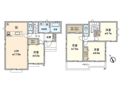 小牧市大字岩崎字打上り 新築戸建 間取図(平面図)
